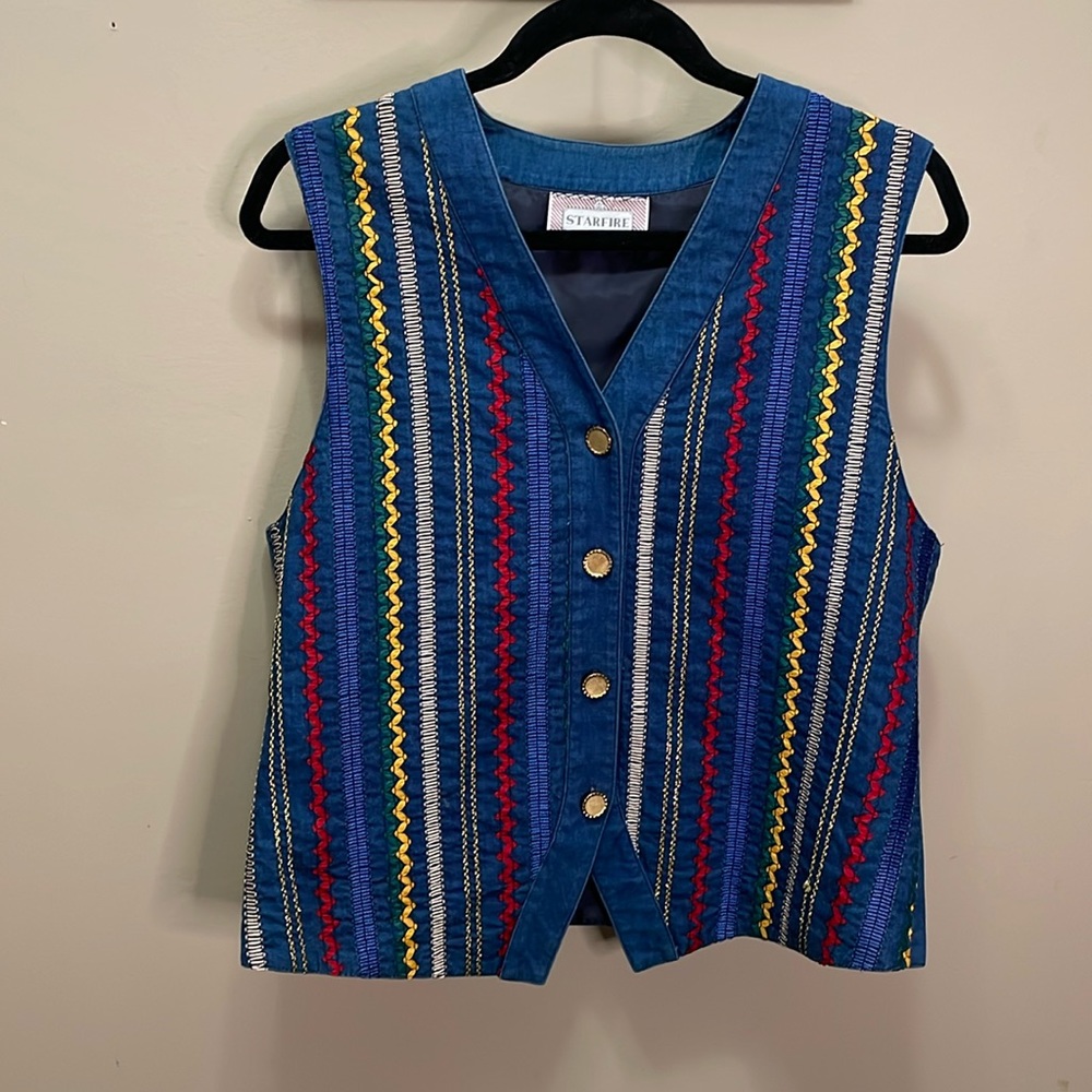 Vintage Starfire denim embroidered vest
